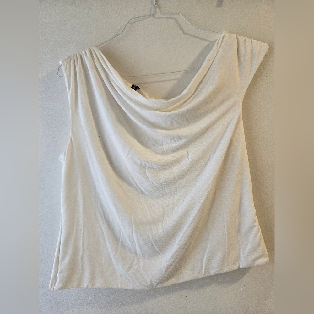 Divided H&M Off Shoulder Asymetrical White Top